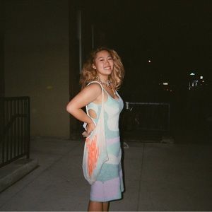 House of Sunny Green/ Pink Maxi Dress. Size M